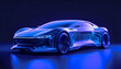 futuristic car wireframe concept. blue futuristic car technology illustration. Augmented reality concept of a futuristic wireframe car. technology  background. creative illustration.