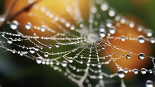 Spider Web With Dew Drops