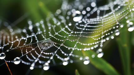spider web with dew drops