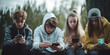 Group of teenage friends using smart mobile phones. Teenagers addiction to new technology trends
