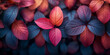 Viele schöne lila und pink farbenen Herbstblätter als Hintergrundmotiv und Druckvorlage, ai generativ