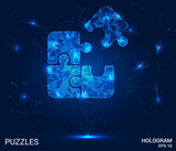 Fototapeta Sport - Hologram Puzzle Connection: Step into a holographic puzzle dimension with this vector, showcasing interconnected pieces. A visual representation of seamless unity and collaborative solutions.