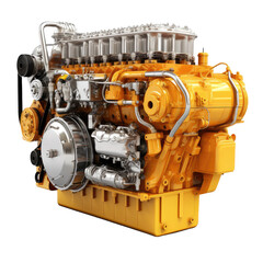 Heavy duty diesel engine on white or transparent background