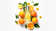 Experience the freshness of cosmetics with a glass bottle set against a backdrop of vibrant citrus fruits. A zesty and invigorating image for beauty and skincare concepts.