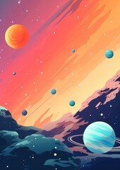 Wall Mural - fantasy galaxy travel sky adventure wallpaper, colorful panorama. generative ai.