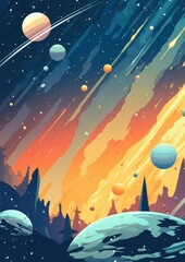 Wall Mural - fantasy galaxy travel sky adventure wallpaper, colorful. generative ai.