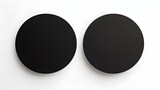 Two Black round Paper Notes on a white Background. Brainstorming Template with Copy Space