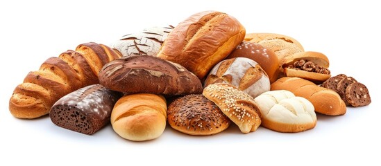 Sticker - Discover the Array of Various Bread Types Isolated on a White Background: Different Types of Bread, Different Types of Bread, Different Types of Bread