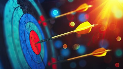 Poster - Darts hit the center of a target