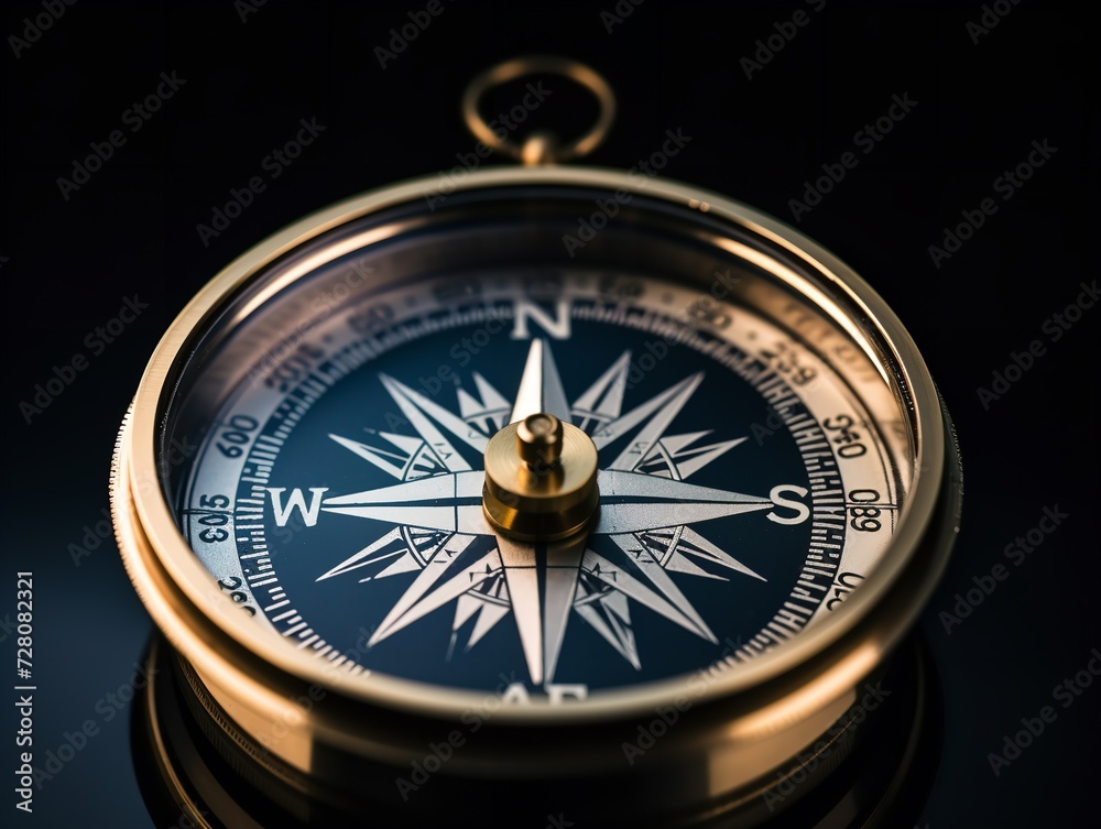 Compass Pointing North Direction and Purpose Isolated on White ...