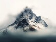 Mountain Peak Piercing Clouds Aspiration and Achievement Isolated on White Background AI Generated