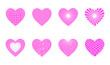 Herzen Gruppe mit verschiedene Muster,
Dekoration für Muttertag, Valentinstag, Hochzeit uvm,
Vektor Illustration isoliert auf weißem Hintergrund