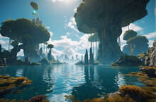 A Surreal Landscape With Dream-like Elements, Such As Floating Islands, Unusual Creatures, And Ethereal Lighting.