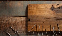 Rustic Wood Board With Nails