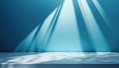 abstract blue background with drop shadow and light backdrop for product presentation