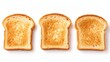 Set of three slices toast bread isolated on white background