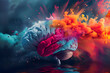 Kreatives Feuerwerk: Buntes Gehirn in kognitiver Farbenpracht