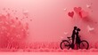A whimsical journey of love and freedom as a couple pedals through a winter wonderland on their trusty bicycle adorned with colorful balloons and accompanied by fluttering butterflies