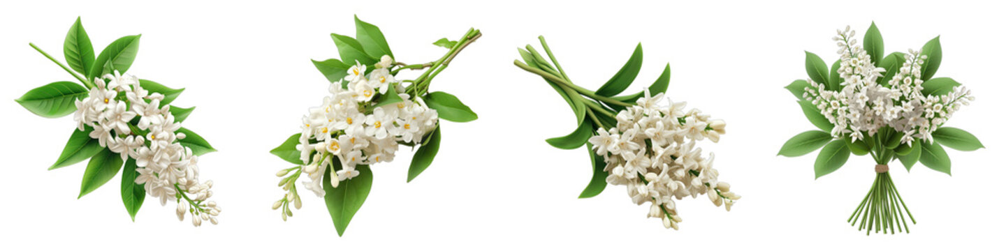 a bunch of fresh fragrant white canella winterana hyperrealistic highly detailed isolated on transpa