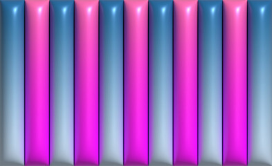 Poster - Pink and blue inflated stripes, 3D rendering illustration