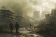 Dystopische Stadtlandschaft: Verfallene Metropole in düsterer Endzeitstimmung