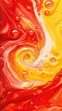 Fototapeta Abstrakcje - a Red and yellow swirl pattern wallpaper with bubbles, in the style of conceptual painting, delicate chromatics, fluid acrylics, white background, mixes painting and ceramics - generative ai