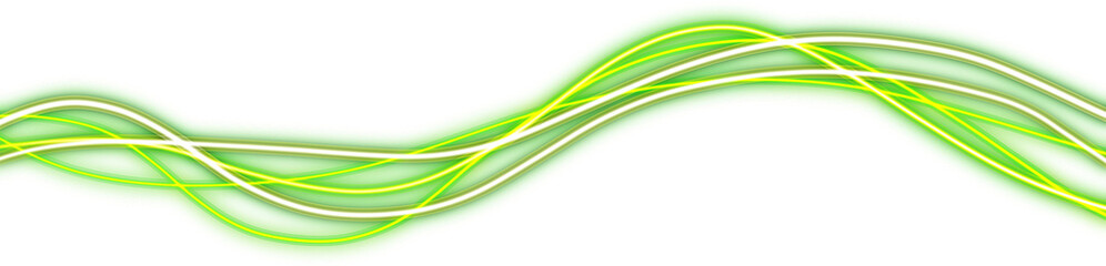 Canvas Print - transparent green glowing energy neon lines