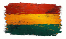 Hand Drawn With Brush Artistic Grunge Textured Pan-African Flag - Red, Yellow, Green Horizontal Bands. African American Flag Vector Template Background Design Kwanzaa, Black History Month, Juneteenth