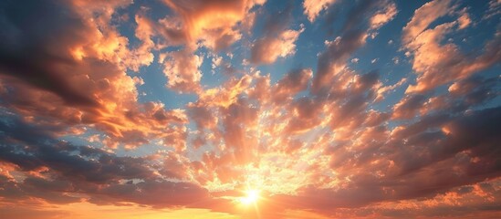 Wall Mural - Orange Clouds Paint a Stunning Sunset Sky