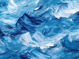 Wall Mural - Blue waves abstract background texture. Print, painting, design, fashion.