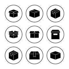 Wall Mural - Box icon set vector. box sign and symbol, parcel, package