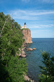 Fototapeta Zachód słońca - lighthouse on the cliff-Split Rock Lighthouse State Park