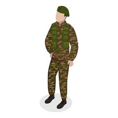 Wall Mural - 3D Isometric Flat  Set of Military People. Item 5