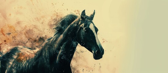 Wall Mural - horse lifting its head in majestic pose
