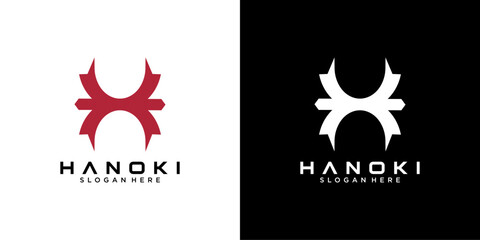 initial letter H logo type with Japanese and Chinese style design for company and business logos