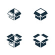 Isometric packaging boxes icons set on white background.