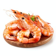 Wall Mural - a oast prawns or shrimps with cajun seasoning, studio light , isolated on white background