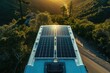 solar panels on a camper van roof, illustrating mobile and off-grid living
