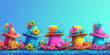 Easter Bonnet Parade: A Vector Illustration of a Parade Featuring Colorful Easter Bonnets, Illustrating the Custom of Wearing Decorative Hats