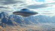 © NorLife - Unidentified flying object UFO flying over mountains.