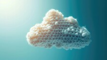 Crocheted Cloud Toy Vibrant Backdrop, Handcrafted And Adorable, Ai Generated