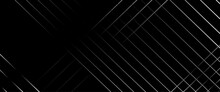 Vector Black Abstract Background Lines Tech Geometric Modern Dynamic Shape, Futuristic Light Gray Line Corner Concept Abstract On Black Background.