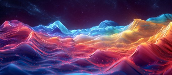 Leinwandbilder - Mesmerizing Colored SE Waves - A Display of Colored, Se-like Waves Illuminates the Scene with Magical Colored SE Waves