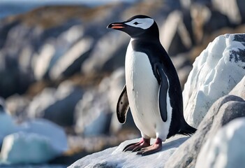 Canvas Print - penguin on rocks