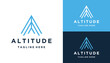 Initial Letter A Altitude with Lines Mountain Peaks For Outdoor Adventure Logo Design
