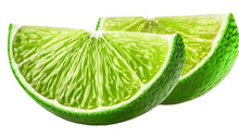 Ripe Slice Of Green Lime Citrus Fruit Stand Isolated On Transparent Background