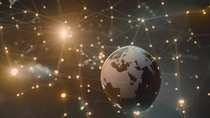 Poster - globe surrounded by a network of lights generative ai