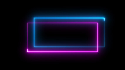 Wall Mural - Abstract glowing neon light rectangle frame background illustration.
