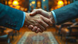 © Aliaksandra - Close-up image of two businessmen shaking hands in a hotel lobby
