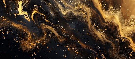 Aufkleber - Golden Paint Creates Mesmerizing Abstract Background